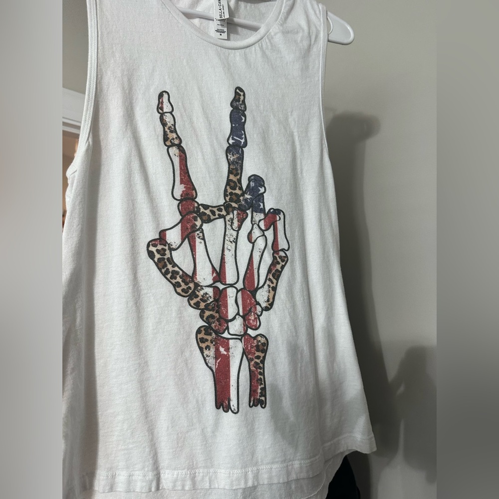 Bella Canvas White and Red Tank Top